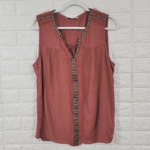 Anthropologie black Rainn embroidered top.Size L